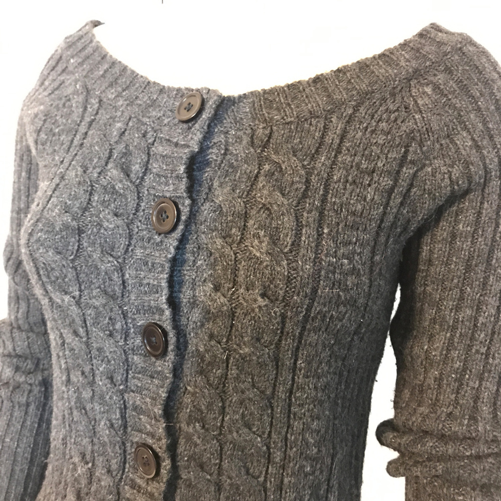Wool blend Gray Cable Cardigan - Picture 2 of 8
